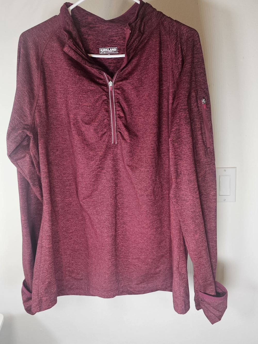 Kirkland Signature Heathered Maroon Quarter-Zip Hoodie